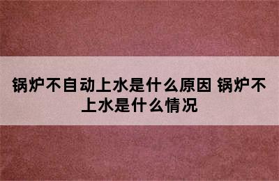 锅炉不自动上水是什么原因 锅炉不上水是什么情况